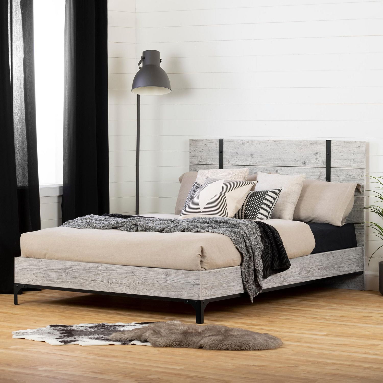 South shore platform bed with outlet headboard