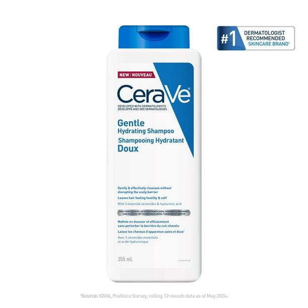 CeraVe Gentle Hydrating Shampoo for Men & Women, Gently Cleanses Hair & Scalp Without Stripping Away Moisture, Leaves Hair Feeling Healthy & Soft. Suitable for All Hair Types. 355mL