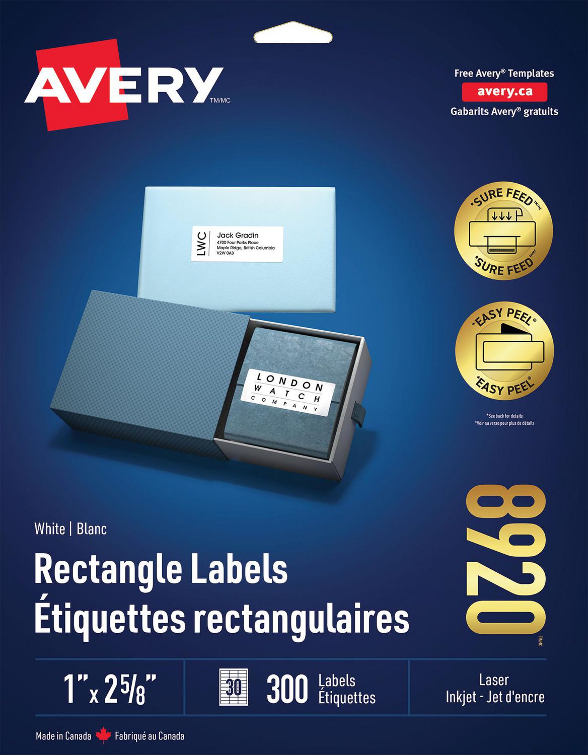 Avery® White Rectangle Labels with Sure Feed™ Technology - Walmart.ca