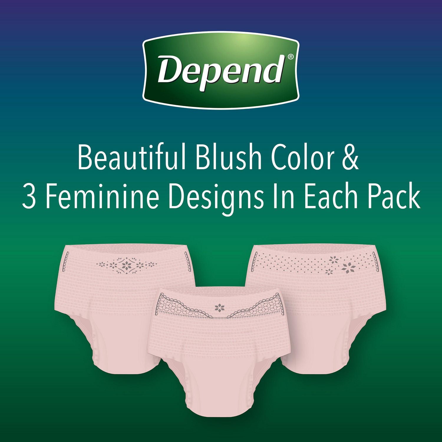 Depend Night Defense Adult Incontinence Underwear for Women, Disposable,  Overnight, Large, Blush, 56 Count