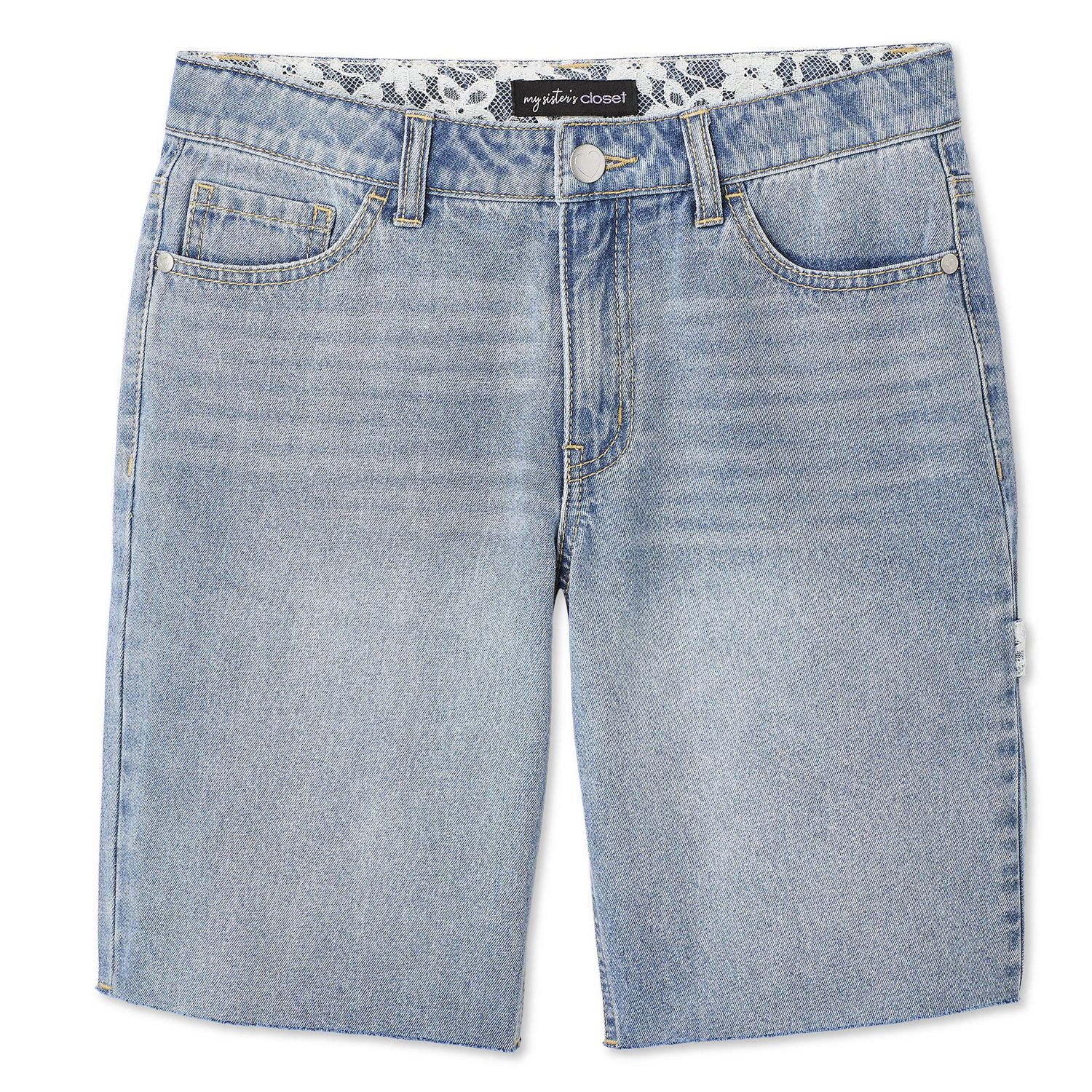 Jean-short en denim à coupe décontractée avec garniture dentelle My Sister’s Closet pour filles