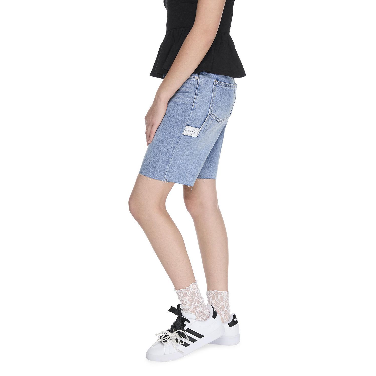 Jean-short en denim à coupe décontractée avec garniture dentelle My Sister’s Closet pour filles