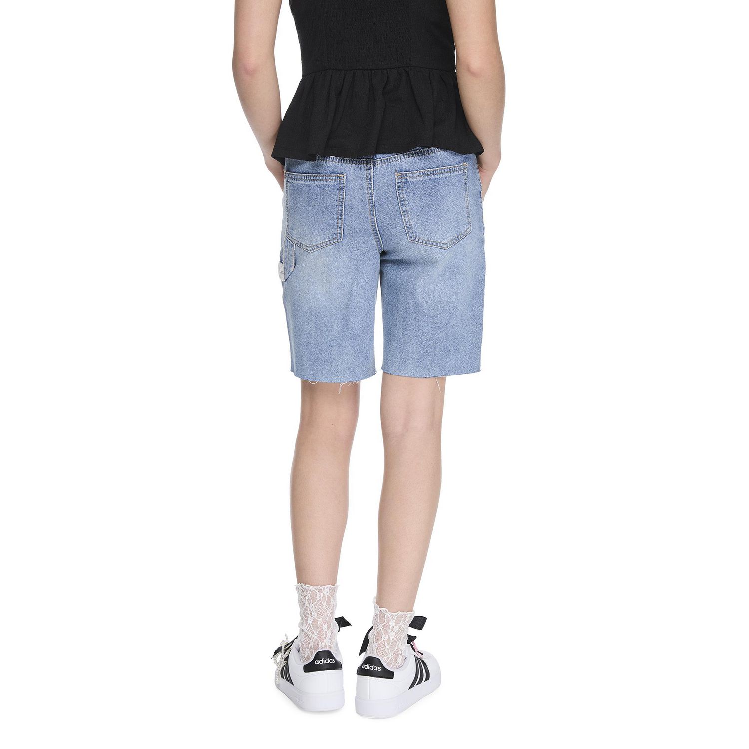 Jean-short en denim à coupe décontractée avec garniture dentelle My Sister’s Closet pour filles