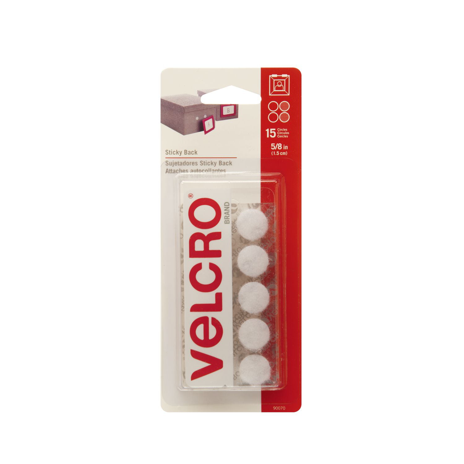 VELCRO® Brand Sticky Back™ Coins - 15 Sets, White, 15 sets of 5/8 (1.59cm)  