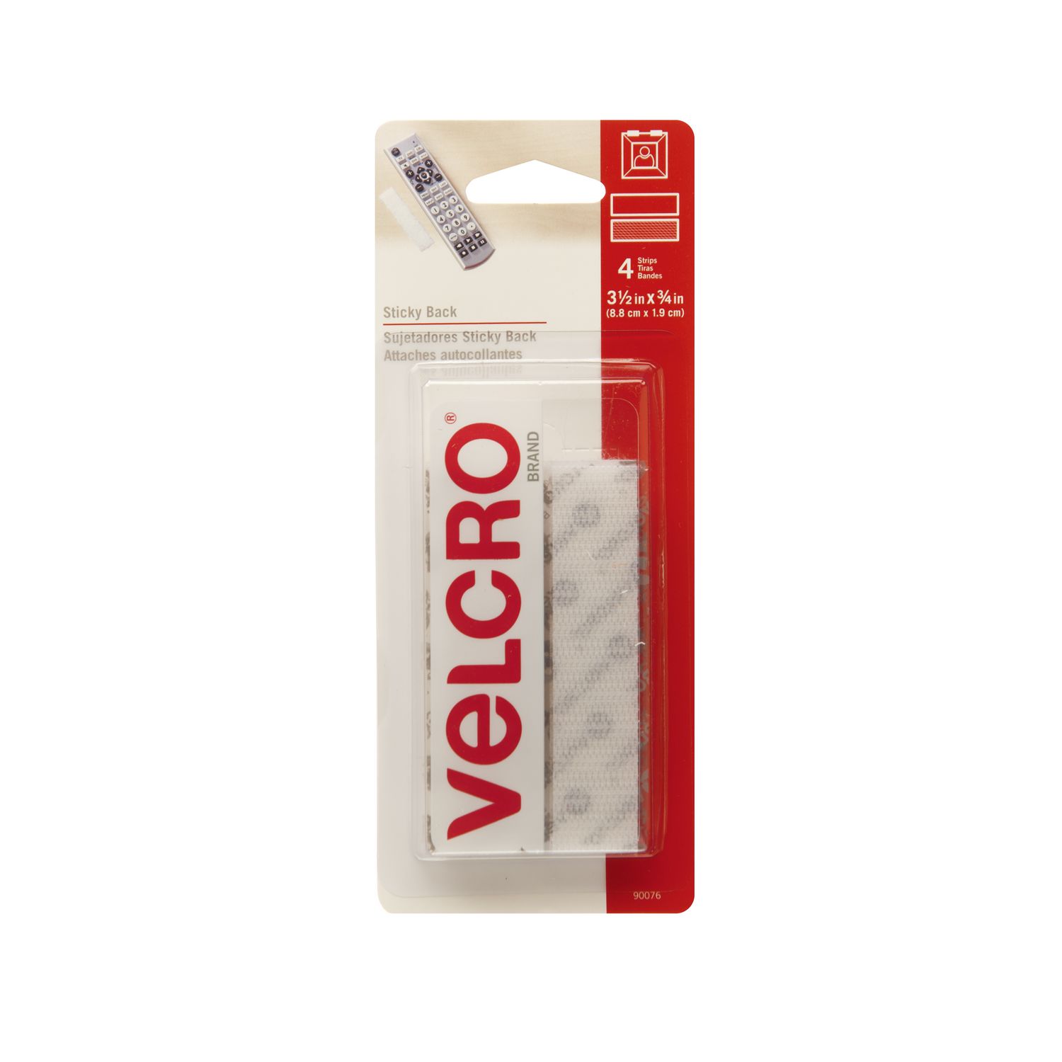 VELCRO® Brand Sticky Back™ Strips - 4 Sets, White, 3 1/2 x 3/4