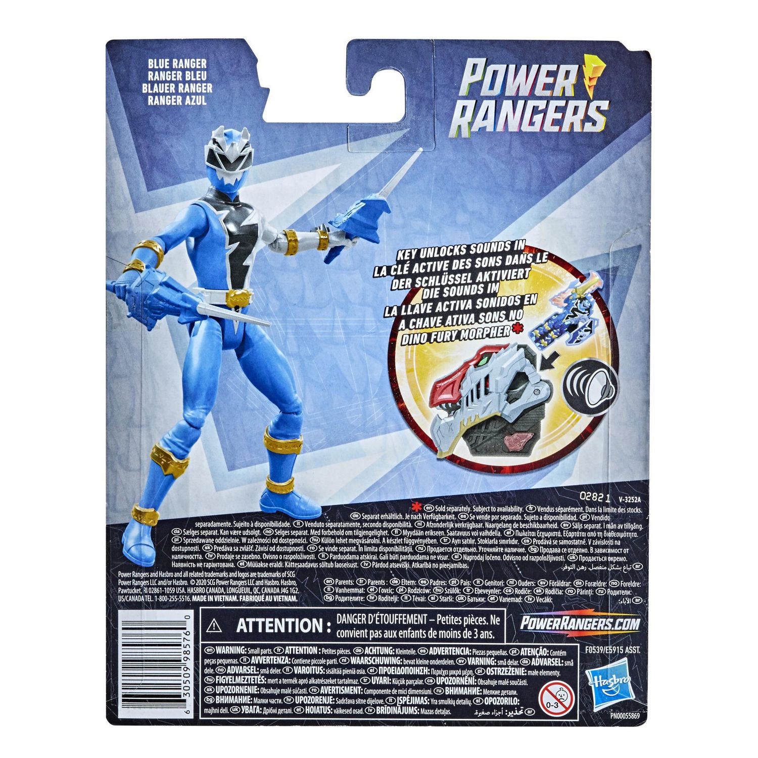 Power Rangers Dino Fury Blue Ranger 6-Inch Action Figure Toy