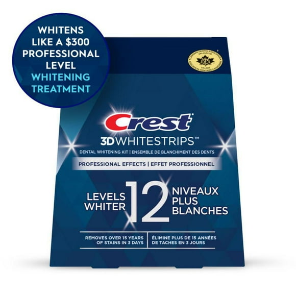 Crest 3D Whitestrips Professional Effects At-home Teeth Whitening Kit, 20 Treatments,12 Levels Whiter, 20 Treatments