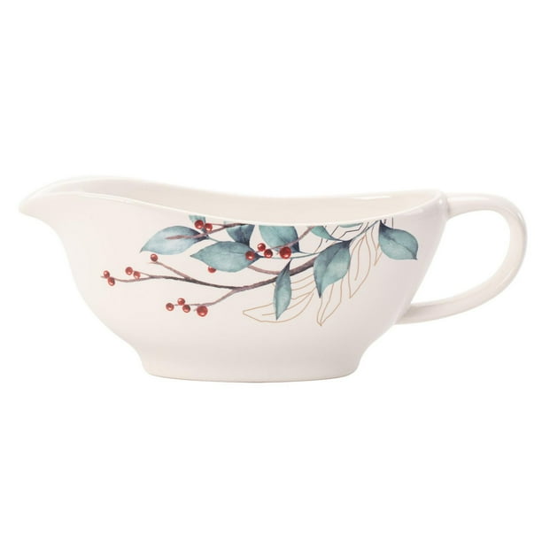Holiday Time Leaf & Berry Ceramic Gravy Boat, 11 oz, 1 piece, Gravy