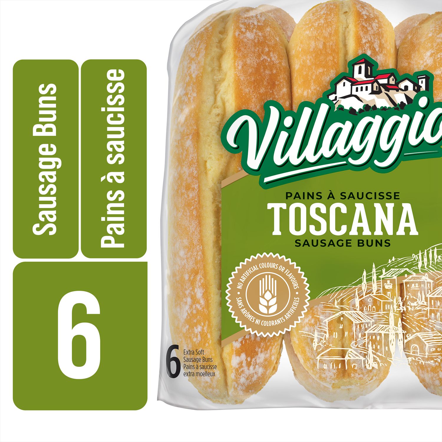 Pains à saucisse extra-moelleux Toscana de Villaggioᴹᴰ