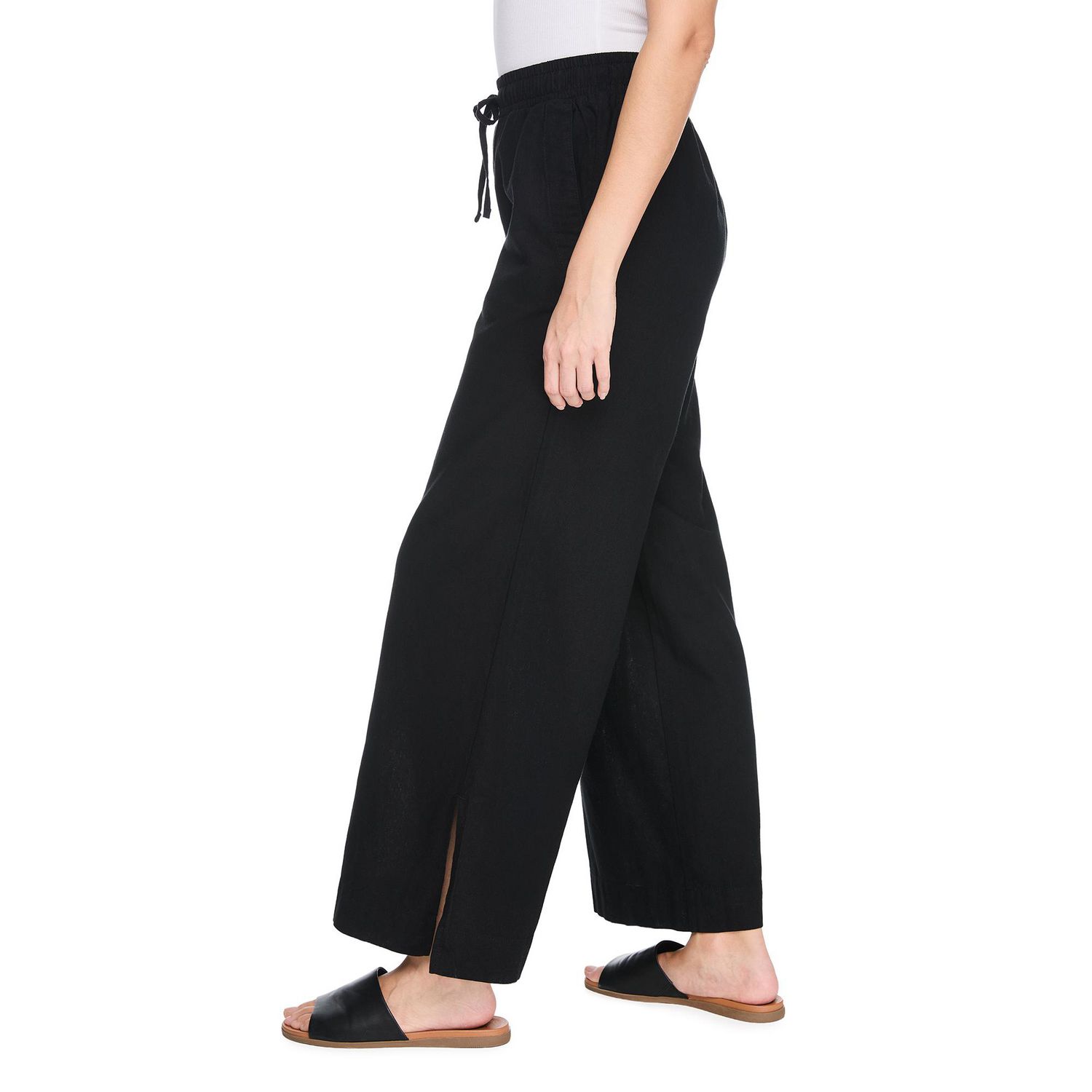 Pantalon à jambe large en mélange de lin George pour femmes