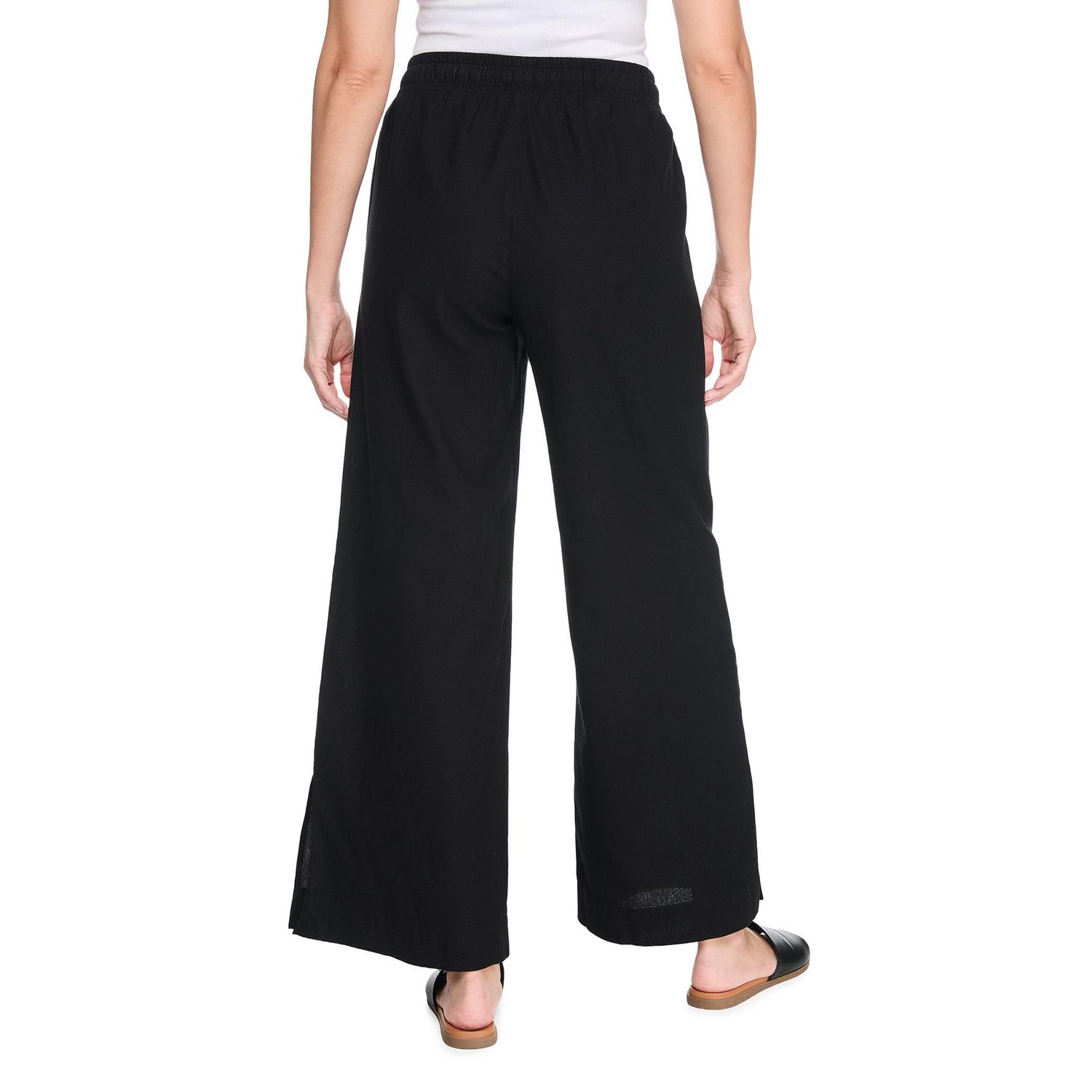 Pantalon à jambe large en mélange de lin George pour femmes