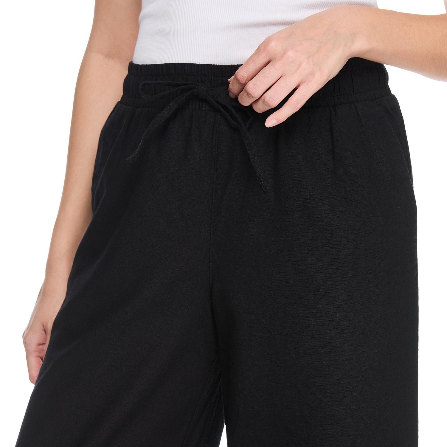Pantalon à jambe large en mélange de lin George pour femmes