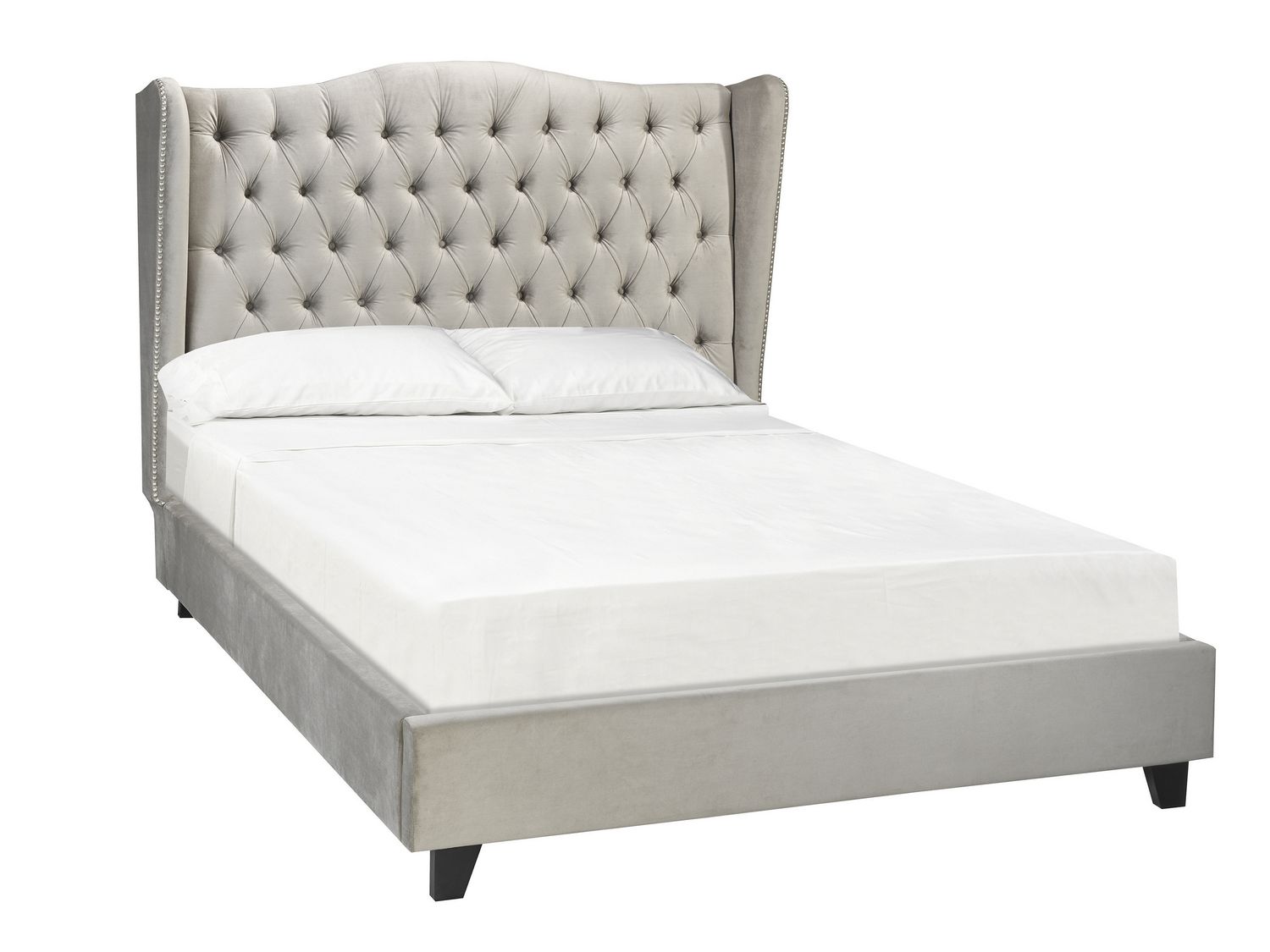 Brassex Inc Tufted King Bed Frame Beige Velvet Fabric Walmart Canada