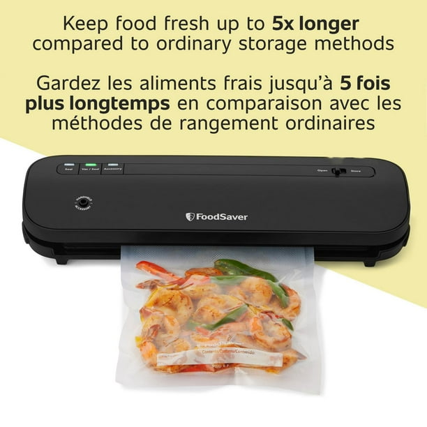 FoodSaver Machine Sous Vide Alimentaire Compacte, avec tuyau de scellage,  1 Petit Rouleau et 5 Sacs Sous Vide Petit Format