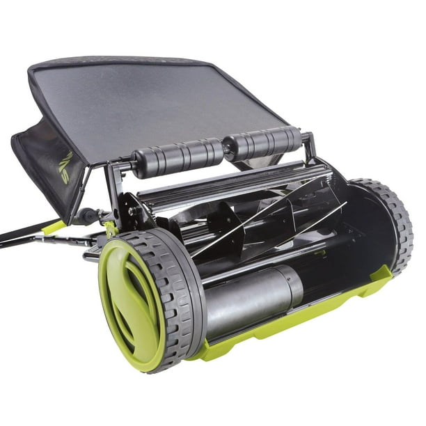 SunJoe 24V iON+ 15 Cordless Push Reel Mower, Rear Bag w/4.0-Ah Battery and  Charger 