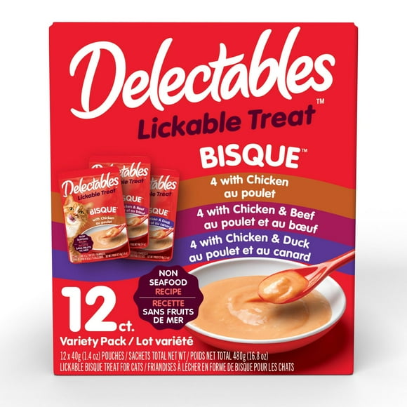 Delectables Non Seafood Bisque Cat Treats Variety Pack, 12x40g (12pk)