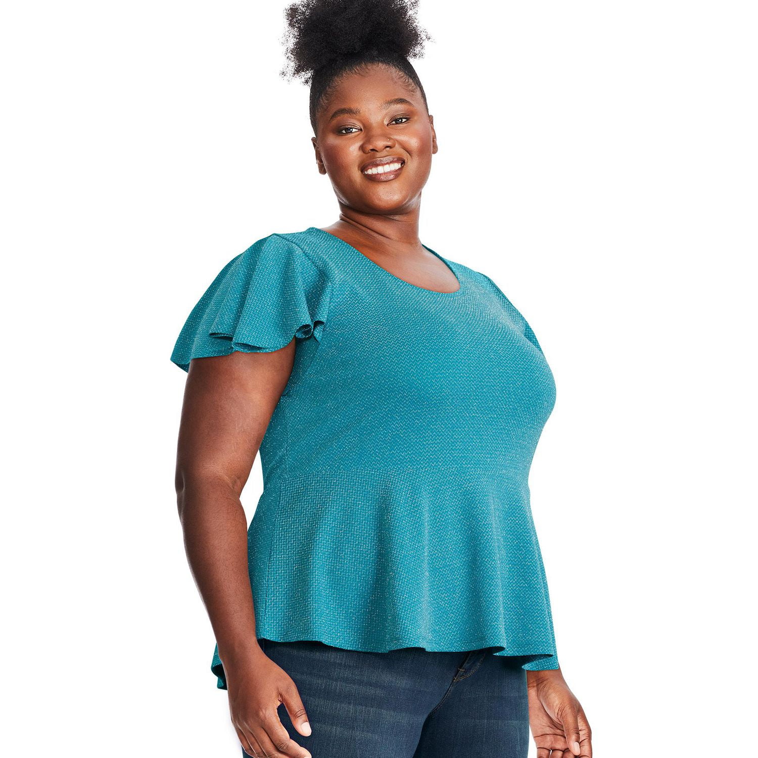 George Plus Women's Lurex Knit Peplum Top