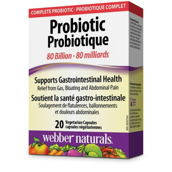 Webber Naturals® Probiotic 80 Billion 8 Strains, 20 Vegetarian Capsule