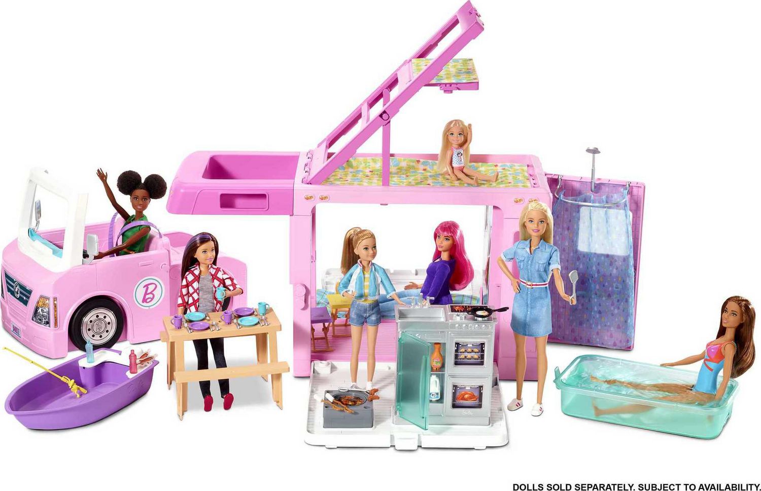 Barbie 3-in-1 DreamCamper Vehicle Pool, Truck, Boat and 50 Accessories | Walmart Canada