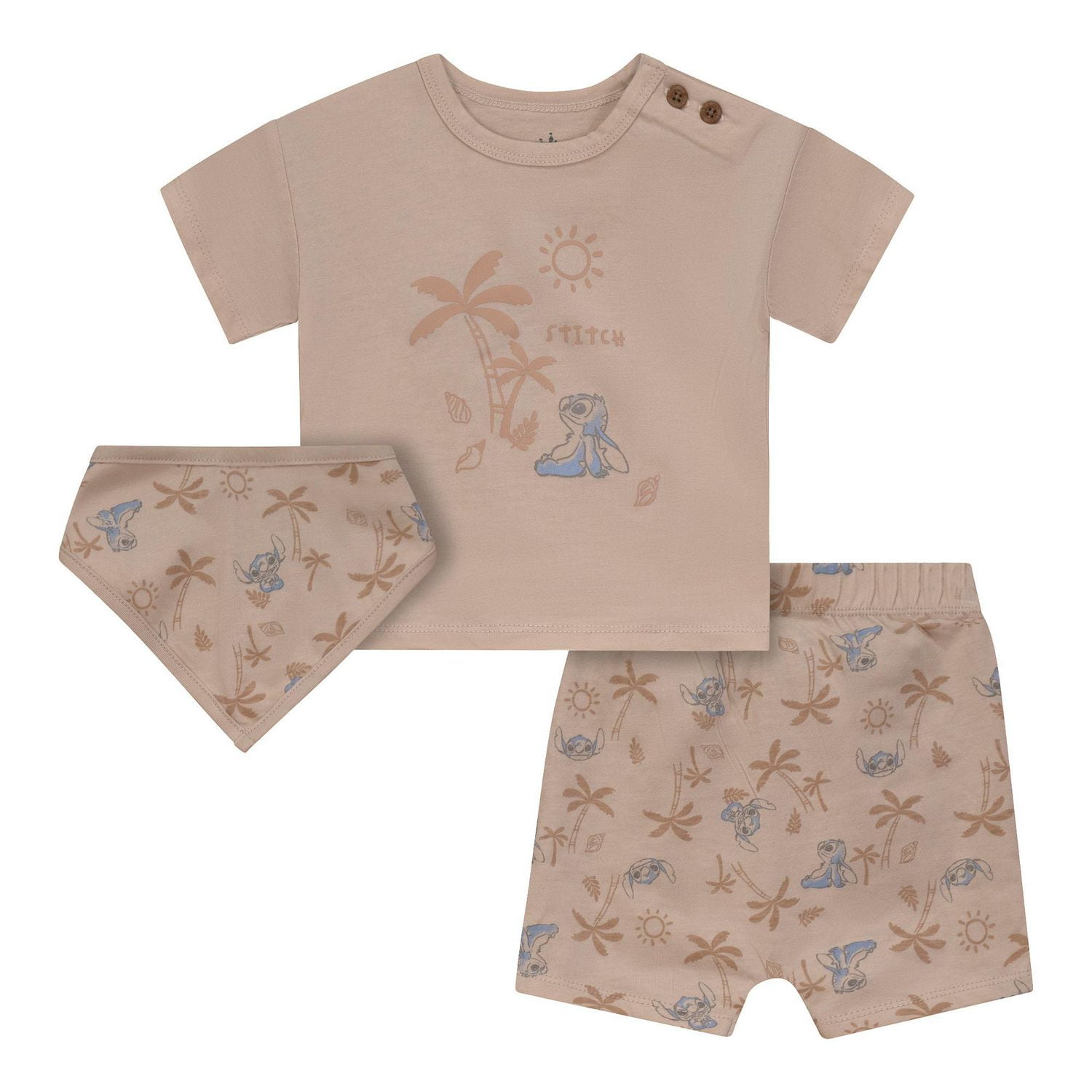Disney Stitch Shorts Set w/Bib