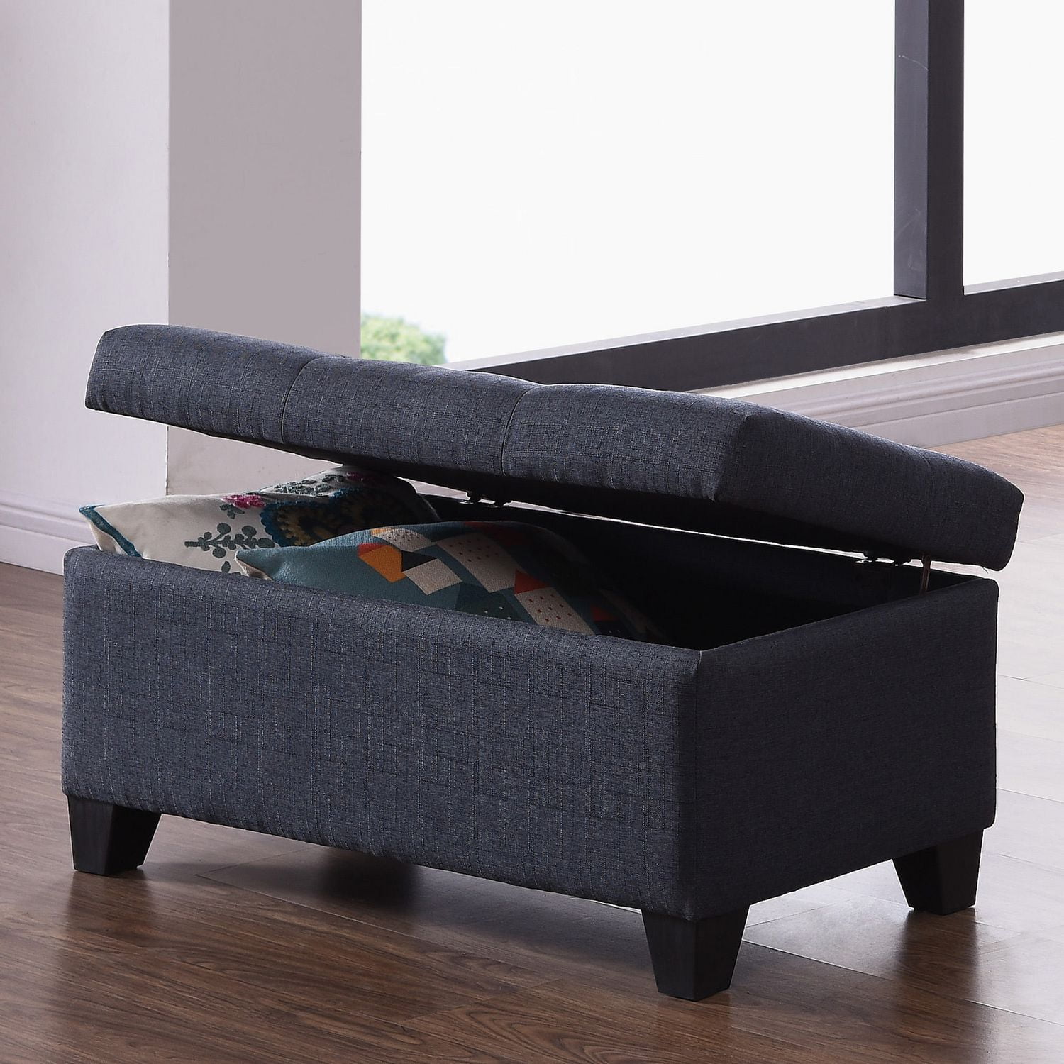 Linen Look Fabric Storage Ottoman Walmart Canada