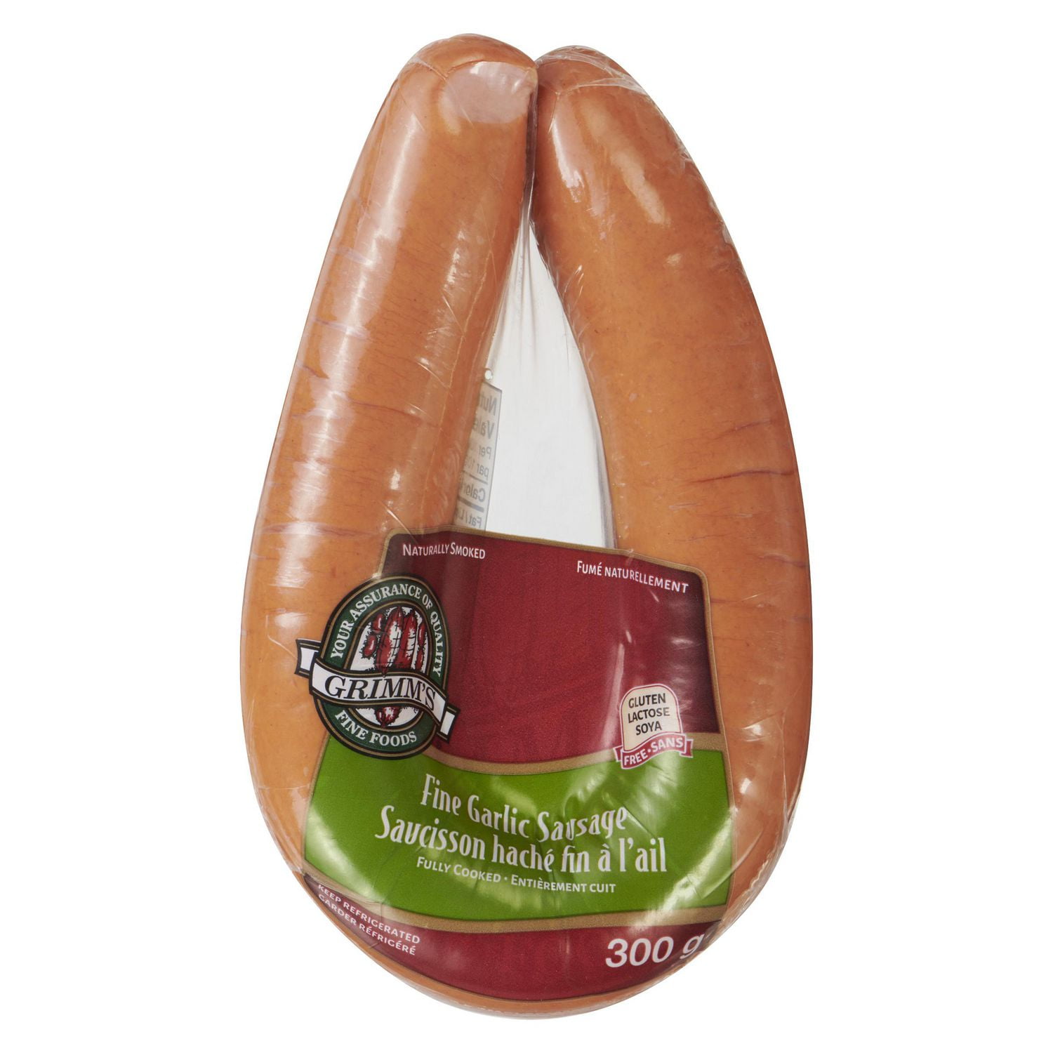 Saucisson Hache fin a l'ail Grimm's 300g 300g, Sans gluten, sans lactose
