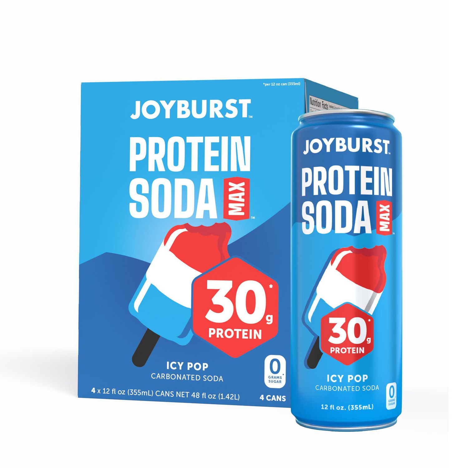 Joyburst Protein Soda Max Icy Pop, 4 x 355mL