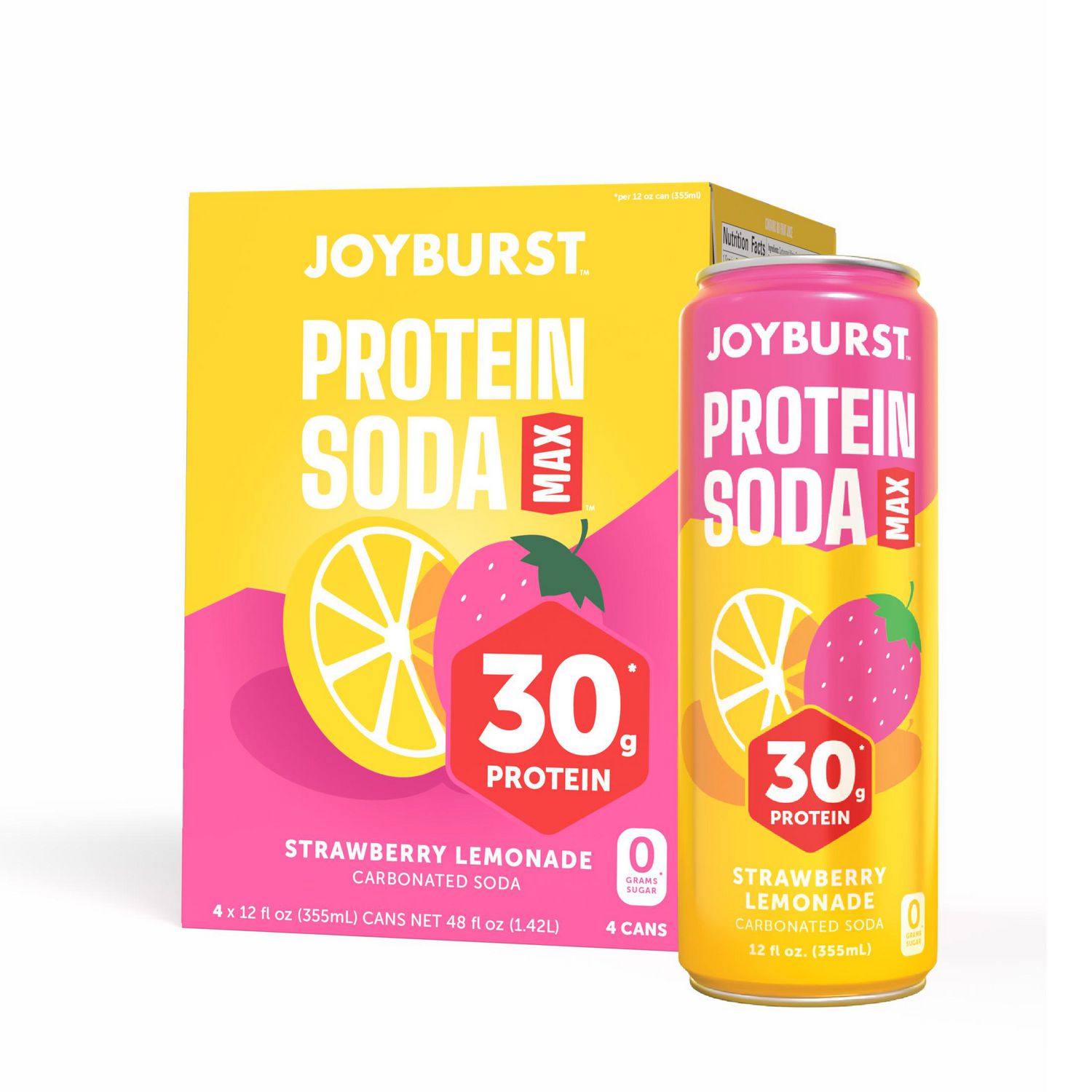Joyburst Protein Soda Max Fraise Limonade, 4 x 355mL