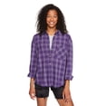 thumbnail image 1 of No Boundaries Women's Oversized Flannel Shirt, 1 of 6