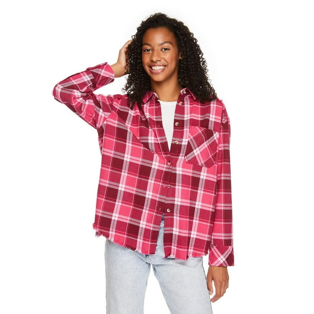 no boundaries women's flannel shirt