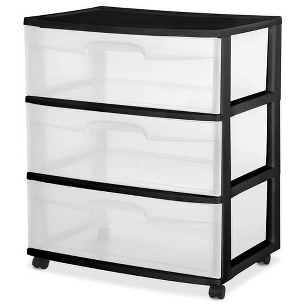 Sterilite Wide 3 Drawer Black Cart, 1 unit - Walmart.ca