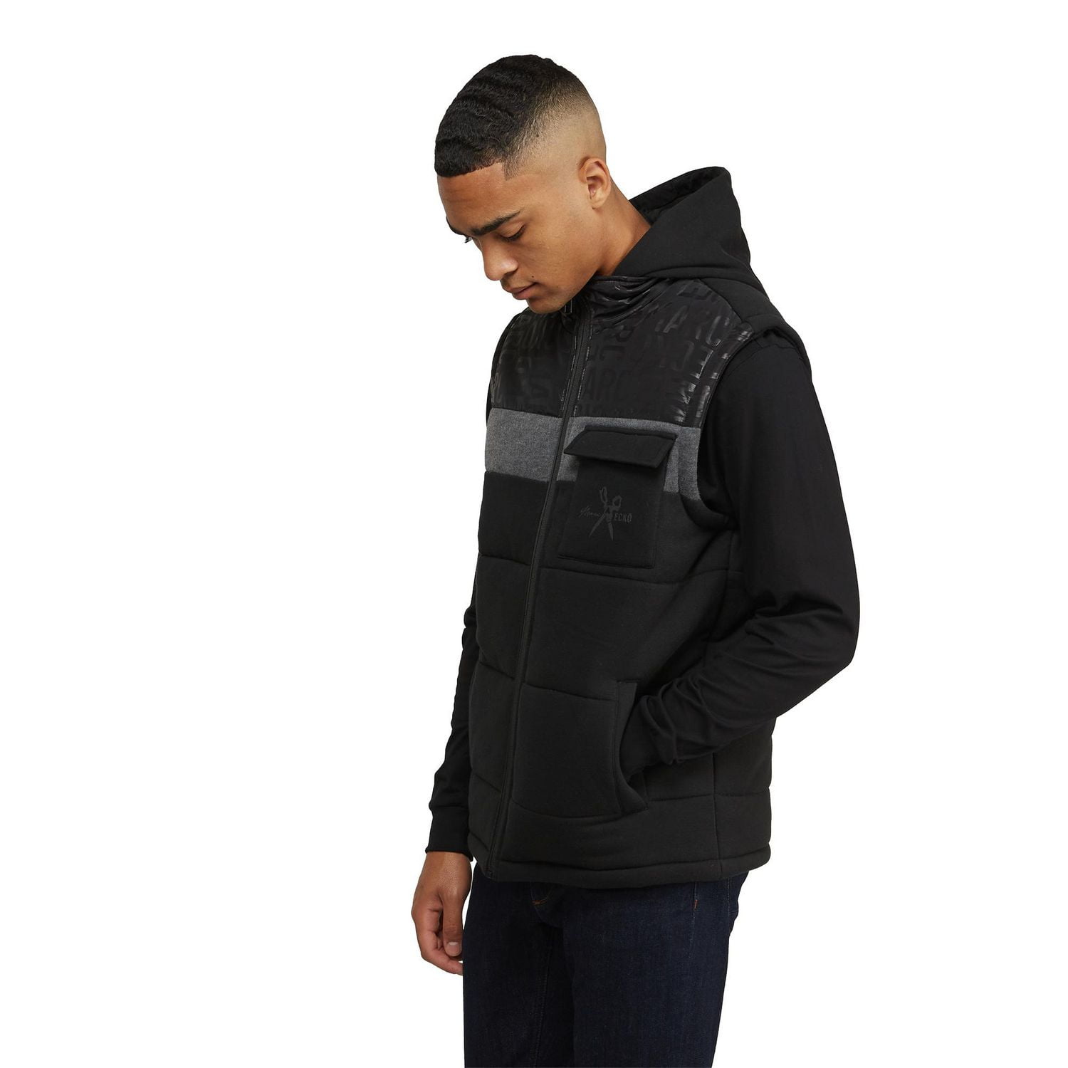 Gilet matelassé Marc Ecko pour hommes avec capuche movable