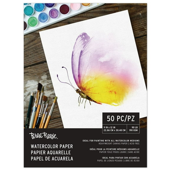 Momenta Inc Brea Reese 9x12" Watercolor Paper Pad - PRO 50 Sheets, Heavyweight canvas paper.