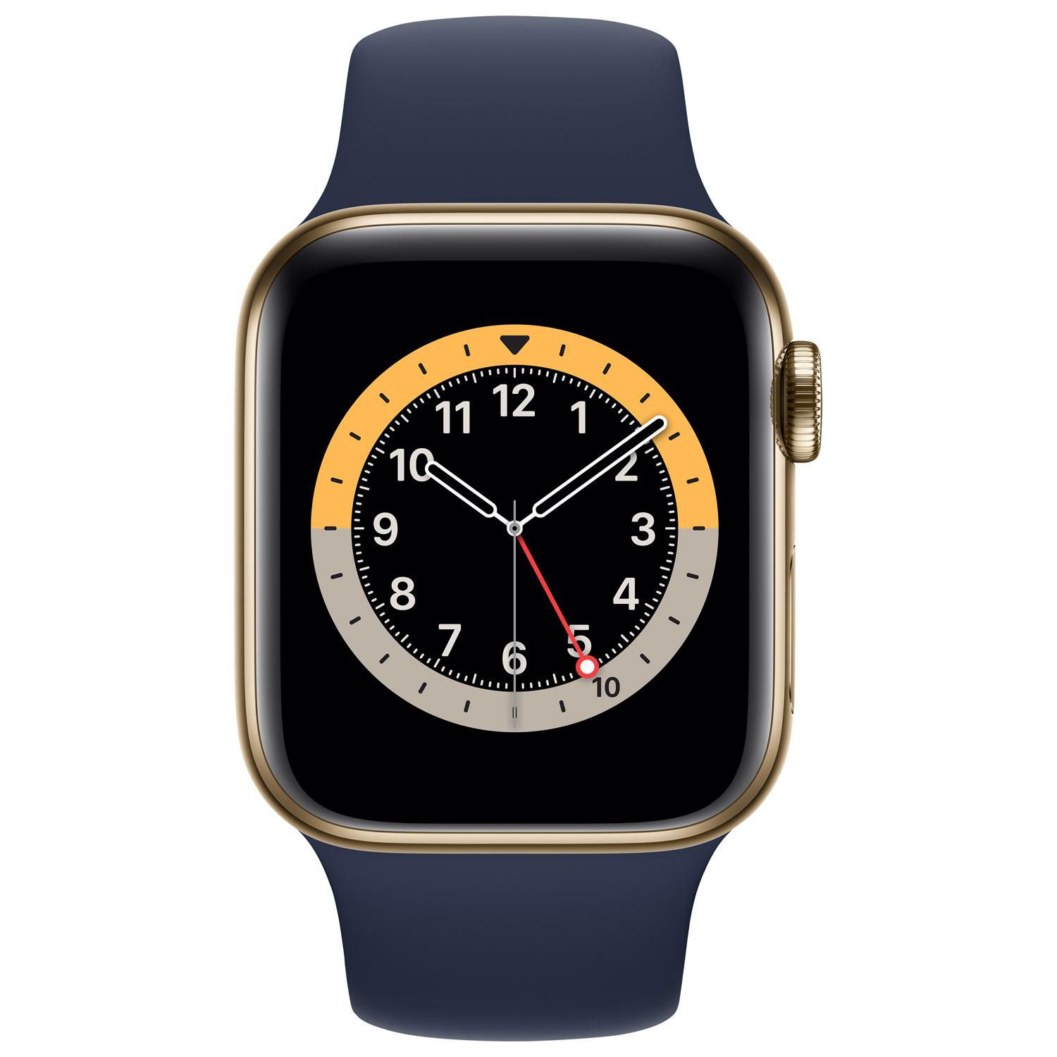 Apple Watch Series 6 (GPS + Cellular) 40mm Gold Stainless Steel Case with  Deep Navy Sport Band - Walmart.ca