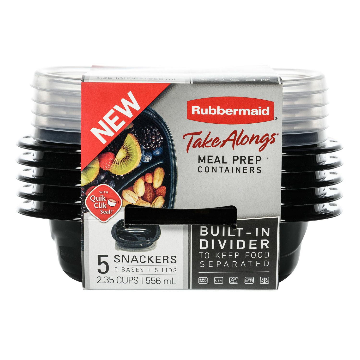 Rubbermaid TakeAlongs 556 ML Food Storage Containers with Divided Base