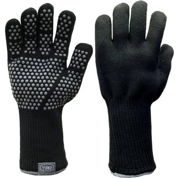 Expert Grill Silicone Dotted Heat Resistant BBQ Gloves, Black Color, One  Size