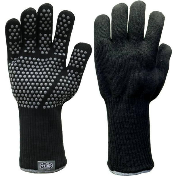 Expert Grill Silicone Dotted Heat Resistant BBQ Gloves, Black Color, One Size