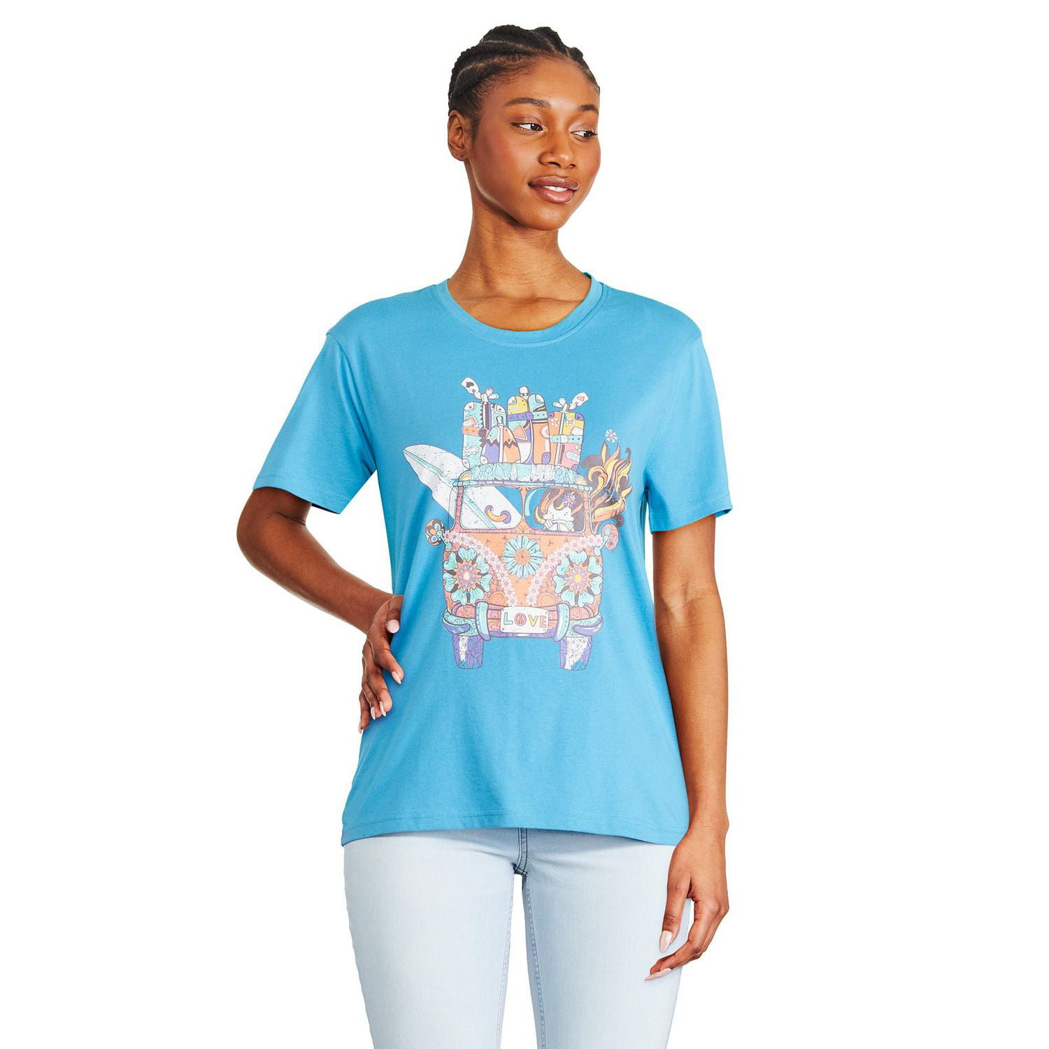 T-shirt à imprimé graphique The Pink Closet pour femmes Tailles TP–TG