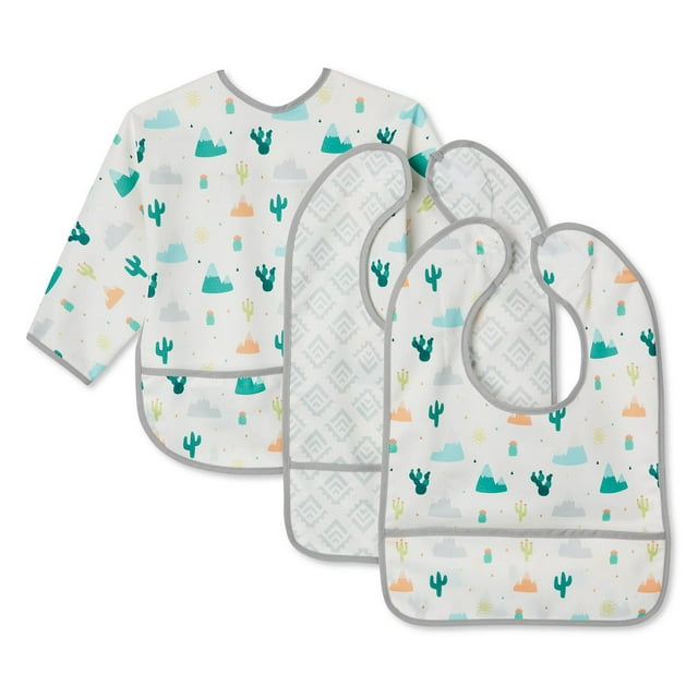 Bavoirs pour bébé George Baby, résistants à l'eau, lavables, résistants aux taches et aux odeurs, lot de 3 comprenant 1 bavoir surdimensionné pour plus de couverture, camions