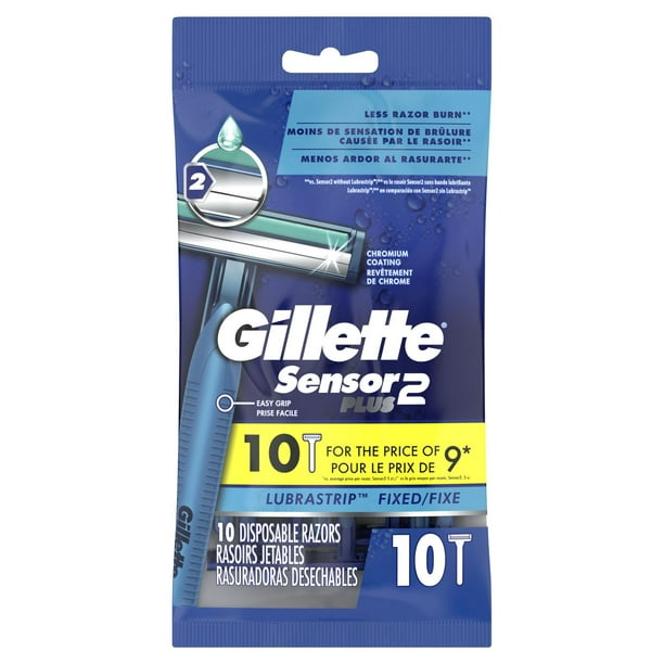 Rasoirs jetables Gillette Sensor2 Plus pour hommes 10&nbsp;unités