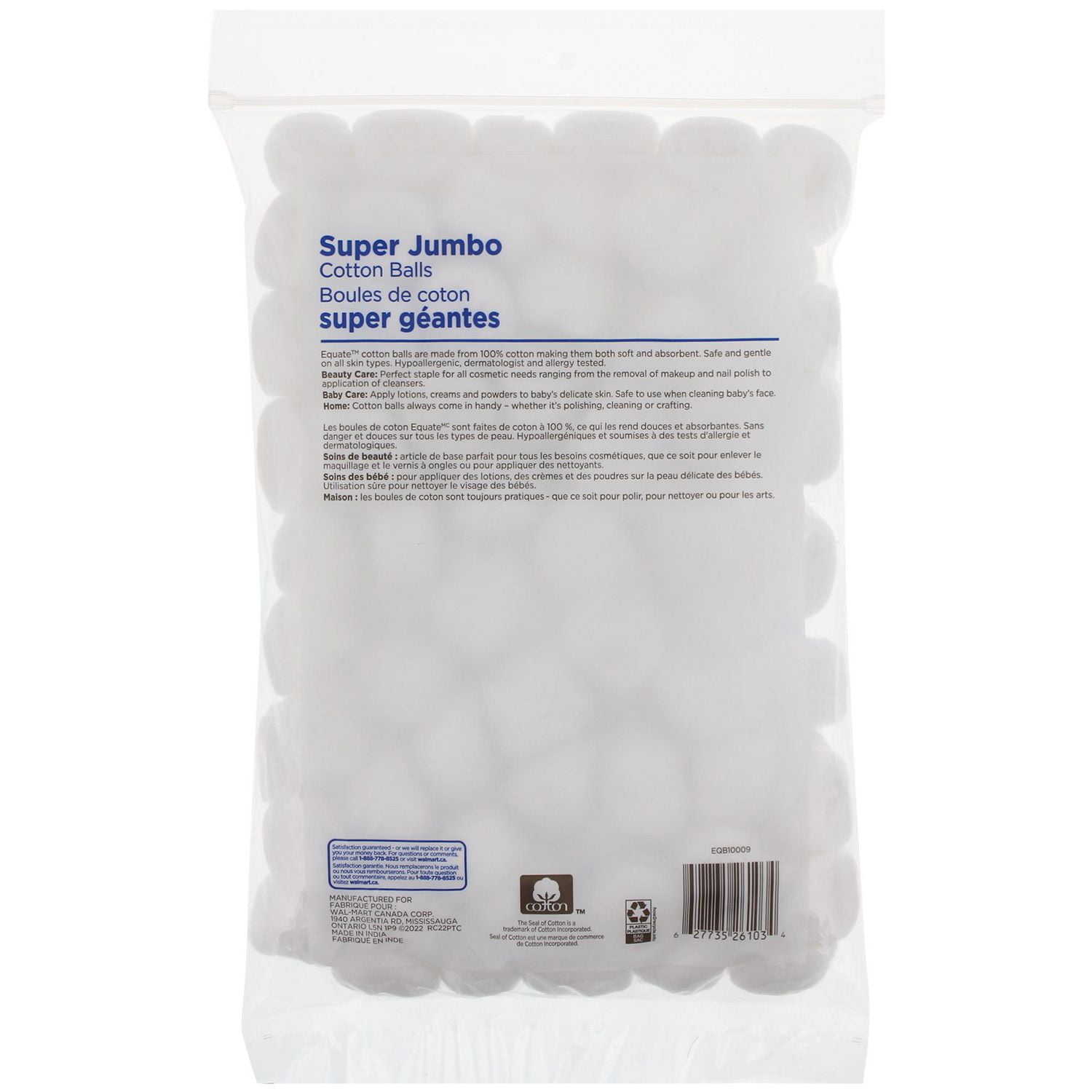 Equate Super Jumbo Cotton Balls, 100 pack