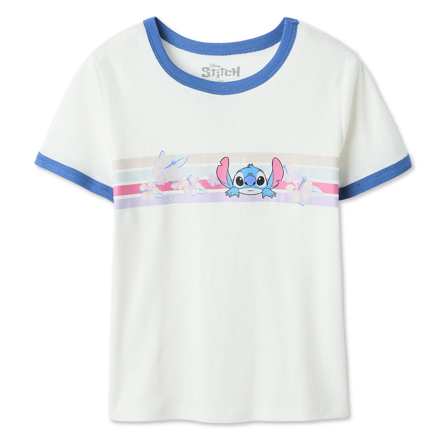 T-shirt à bordure contrastante Stitch Disney pour filles