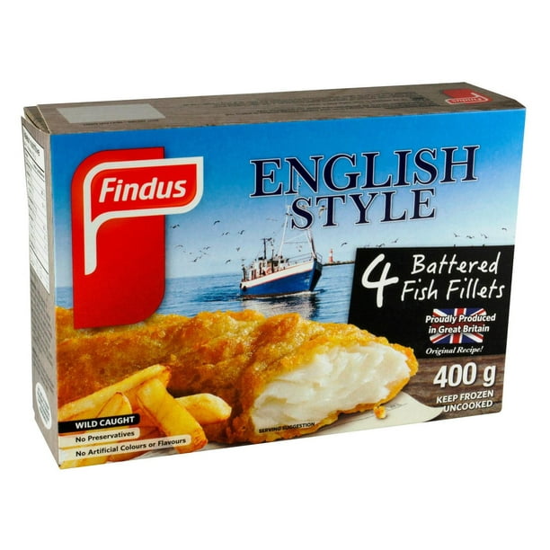 4 gros fillets de poisson de Findus enrobés de pâte au style Anglaise