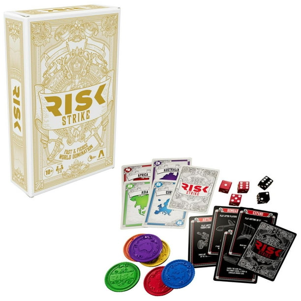 Risk Strike, jeu de cartes et de dés pour adultes, ados et enfants, à  partir de 10 ans, jeu de cartes de stratégie rapide pour 2 à 5 joueurs,  environ 20 min.