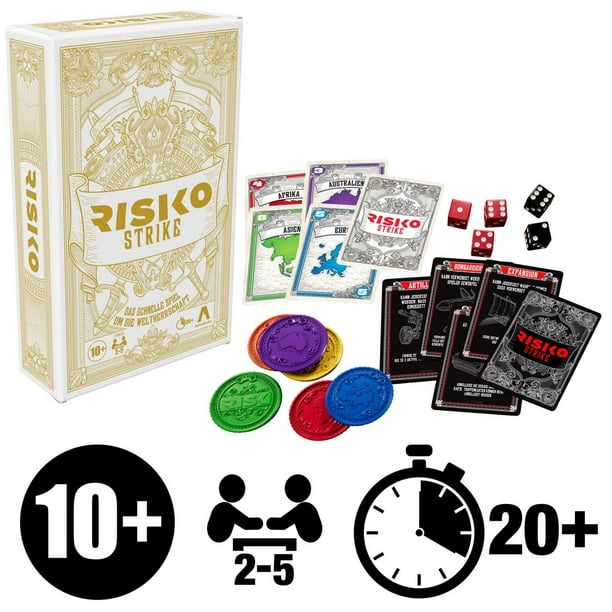 Risk Strike, jeu de cartes et de dés pour adultes, ados et enfants, à  partir de 10 ans, jeu de cartes de stratégie rapide pour 2 à 5 joueurs,  environ 20 min.