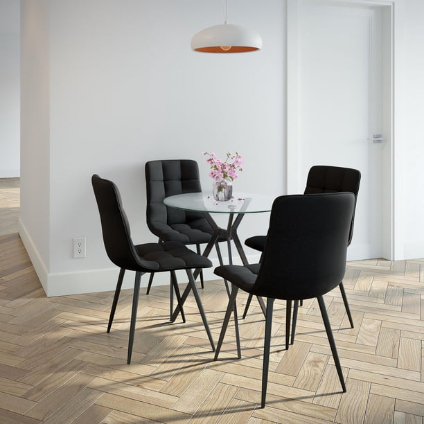 CorLiving Eliana 5-Piece Compact Round Dining Table Set for 4 | Small ...