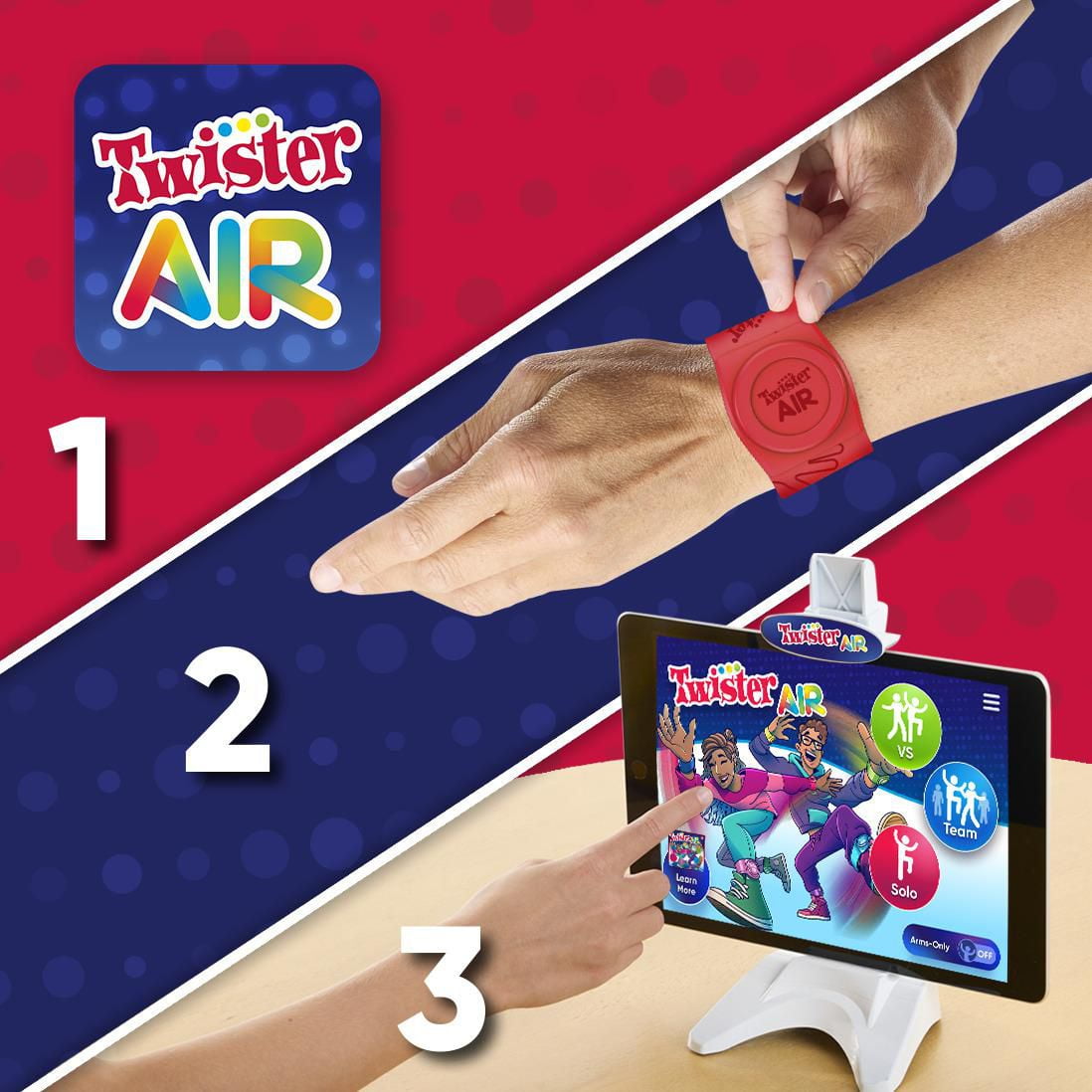  Hasbro Gaming Twister Air Game, AR App Play Game with Wrist  and Ankle Bands, Links to Smart Devices, Active Party Games for Kids and  Adults, Ages 8+