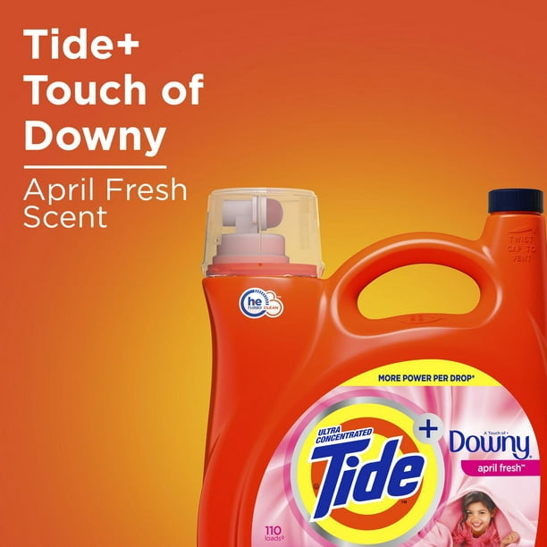 Tide Liquid Laundry Detergent with a Touch of Downy, April Fresh, 100  loads, 154 fl oz, HE Compatible