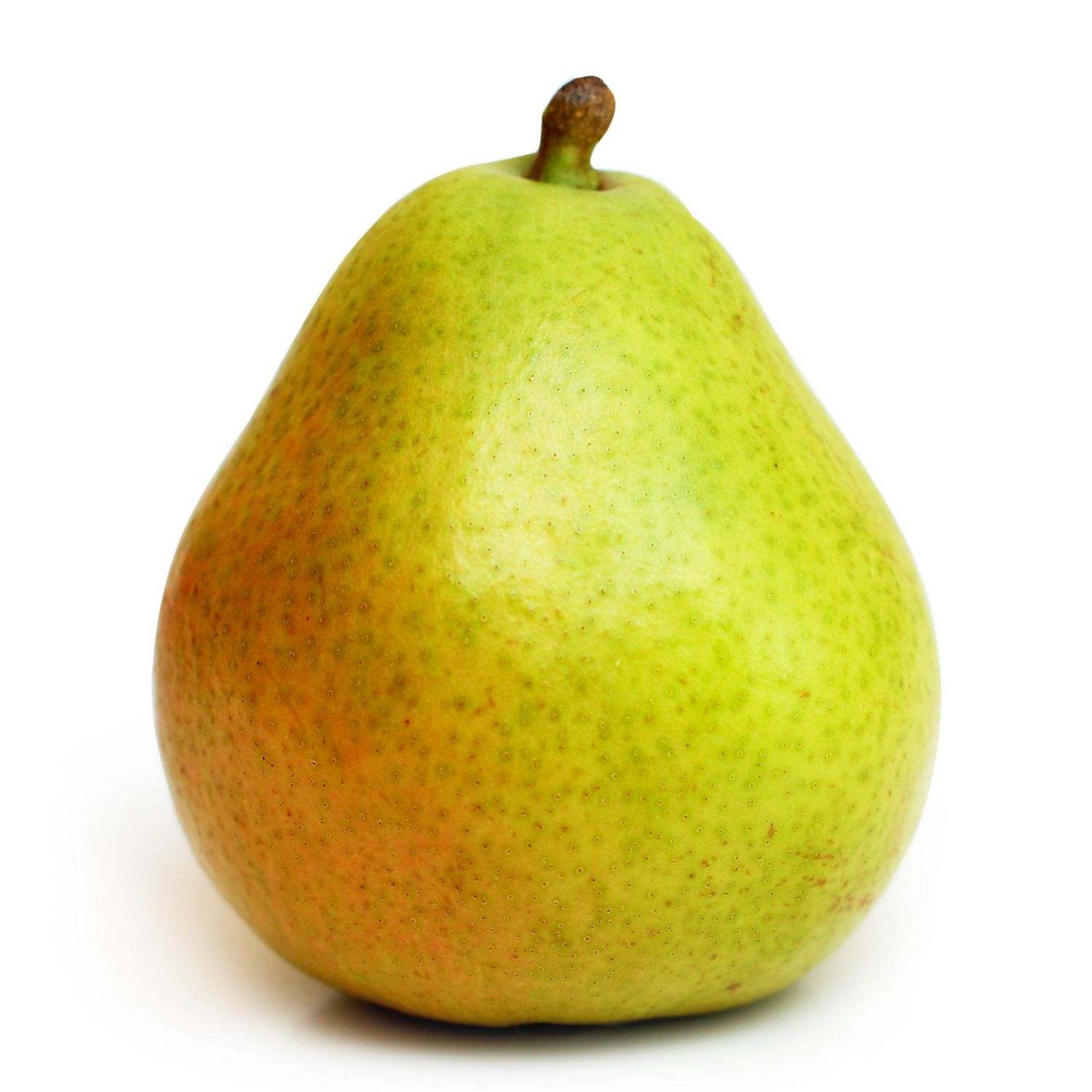 Pear, Anjou, Sold in singles, 0.25 - 0.26 KG Juicy Anjou pear with rounded bell shape and smooth skin; subtle lemon-lime flavor, dense flesh suitable for baking, poaching, roasting or sliced fresh in salads, often enjoyed as an out-of-hand snack.