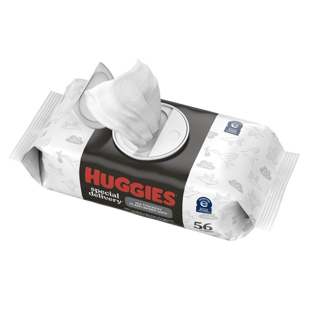 Lingettes hypoallergéniques pour bébés Huggies Special Delivery, NON PARFUMÉES, 1 emballage à bouton-poussoir, total de 56 lingettes 56 lingettes